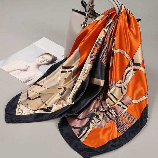 90x 90 Large Square Scarf Women's New Explosions 2024 Silk Scarf Spring And Autumn High-end Fashion Mother Small Square Scarf